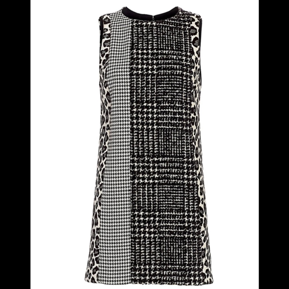 Alice & Olivia Clyde Patchwork Plaid Shift Dress —NWT